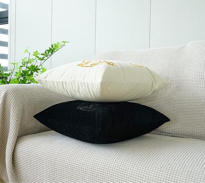 Luxury Embroidery Leopard Throw Pillowcase Gold Embroidered Velvet Cloth Cushion Cover Decorative Leopard Print Cheetah Pillows Case for Preppy Stuff Room 1PCS (White)