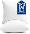 puredown® 18x18 Pillow Inserts, Fluffy Plush Square Form Sham Stuffer Set of 2, Down Alternative Throw Pillows for Couch, Sofa, Bed and Home Decor