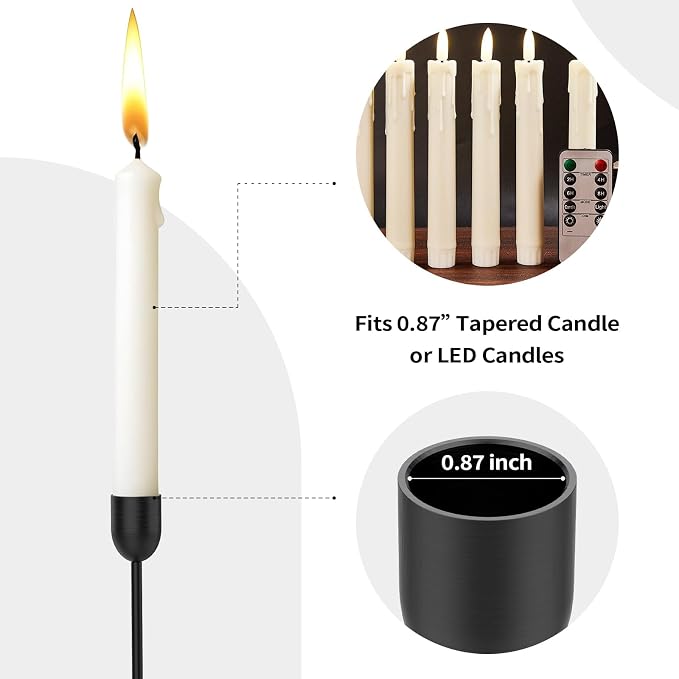 3PCS Black Tall Taper & Pillar Candle Candlestick Holder | Vintage Decor for Table, Wedding & Mantle, Fits Taper, Pillar & LED Candles, Ideal Centerpiece & Housewarming Gift
