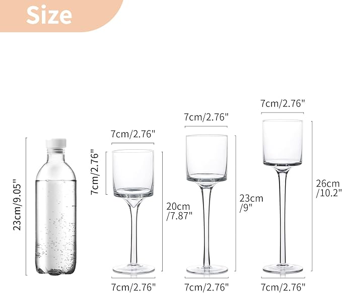 NUPTIO Glass Candle Holders, Set of 3 Stemmed Holders for Floating Candles