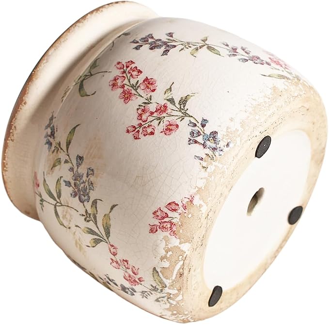 Xiaan Jiaju Flower Pots, Vintage Antique Ceramic Planters for Indoor Plants | 6.29" Decorative Vase & Plant Pots With Drainage, French Country Home Room Decor, Gardening & Housewarming Gifts