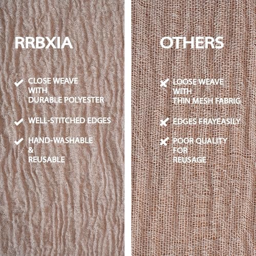 6Pcs Cheesecloth Table Runner DeepBeige 10FT Boho Gauze Cheese Cloth Table Runners 120 Inches Long Rustic Sheer for Centerpiece Home Party Christmas Wedding Baby Shower Spring Easter Decor