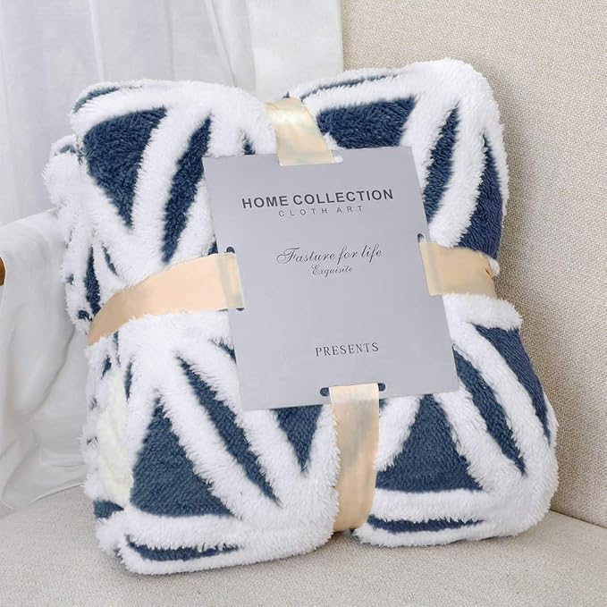 LOMAO Sherpa Fleece Blanket Gifts for Mom Dad Cozy Soft Throw Blanket for Women Men Birthday Gifts Dual Sided Couch Sofa Bed Blanket (Navy, 71''x80'')