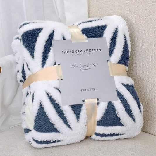 LOMAO Sherpa Fleece Blanket Gifts for Mom Dad Cozy Soft Throw Blanket for Women Men Birthday Gifts Dual Sided Couch Sofa Bed Blanket (Navy, 71''x80'')