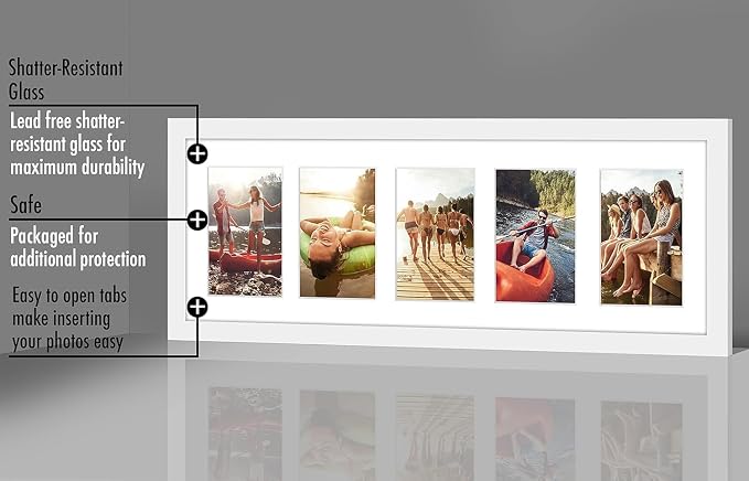 Americanflat 4x6 Collage Picture Frame - Fits 5 - Engineered Wood - White