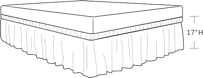 Wrap Around King Size Bed Skirt Split Corner 17" Drop-Elastic Dust Ruffle | Dark Grey Adjustable Pleated Bedskirt-Easy Fit Wrinkle Resistant Washable Bed Skirting-Master Guest Bedroom Couples Hotels