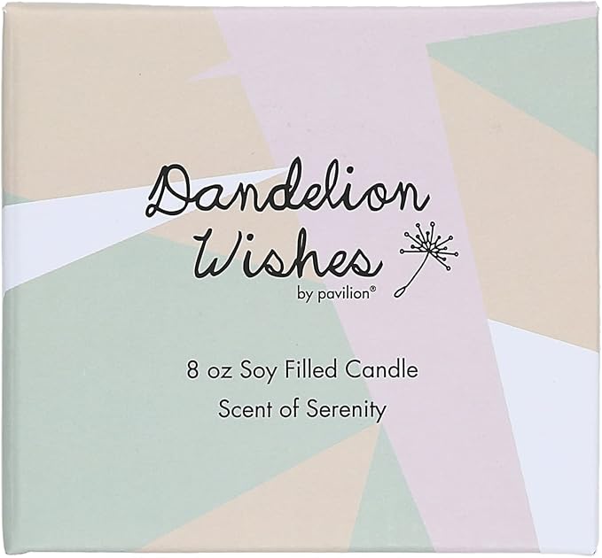 Pavilion Gift Company 77111 Plain Dandelion Wishes - Some See a Weed Some See a Wish Green Ceramic Soy Serenity Scented Candle, 8 oz