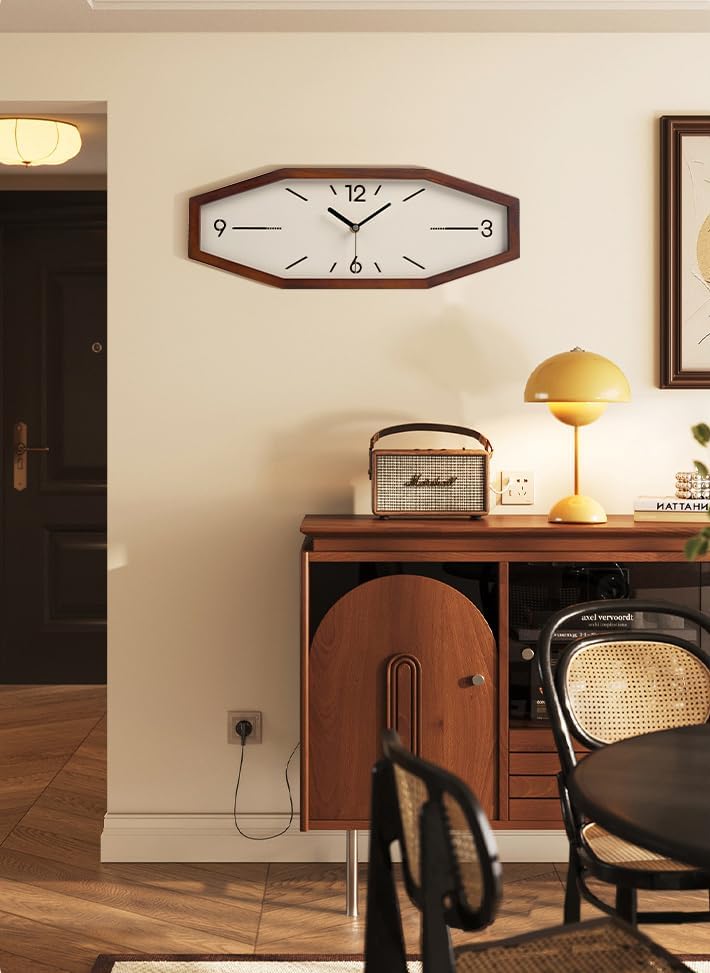 Wooden Retro Wall Clocks, 18 Inches Square Clocks Rectangular Wall Clock