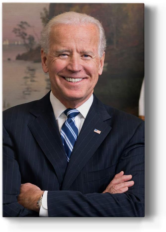 Renditions Gallery Joe Biden Presidental Portrait Wall Art, Premium Gallery Wrapped Canvas Decor, Ready to Hang, 27 in H x 16 in W, Made in America Print