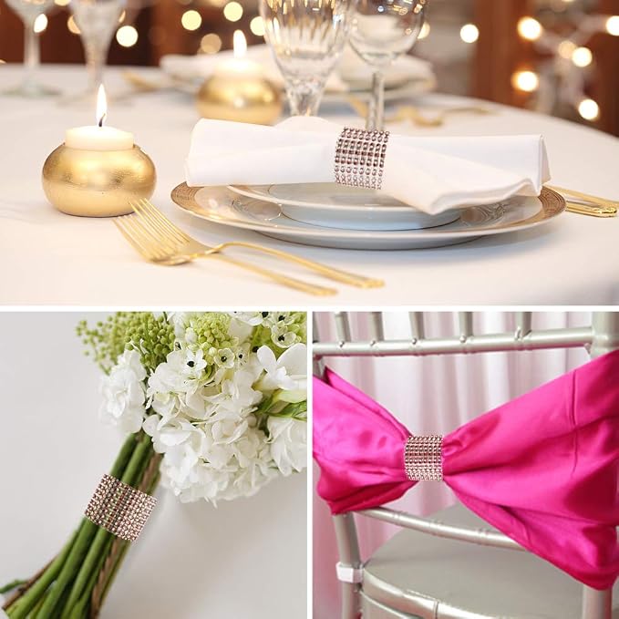 Accmor 100pcs Napkin Rings, Champagne Napkin Rings Buckles | Napkin Rings for Table Decorations, Wedding, Dinner, Party, DIY Decoration