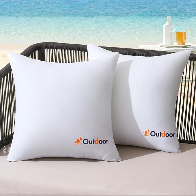 MIULEE Pack of 2 24x24 Inch Outdoor Waterproof Throw Pillow Inserts | Decorative Water-Resistant Pillow Cushion for Patio Garden
