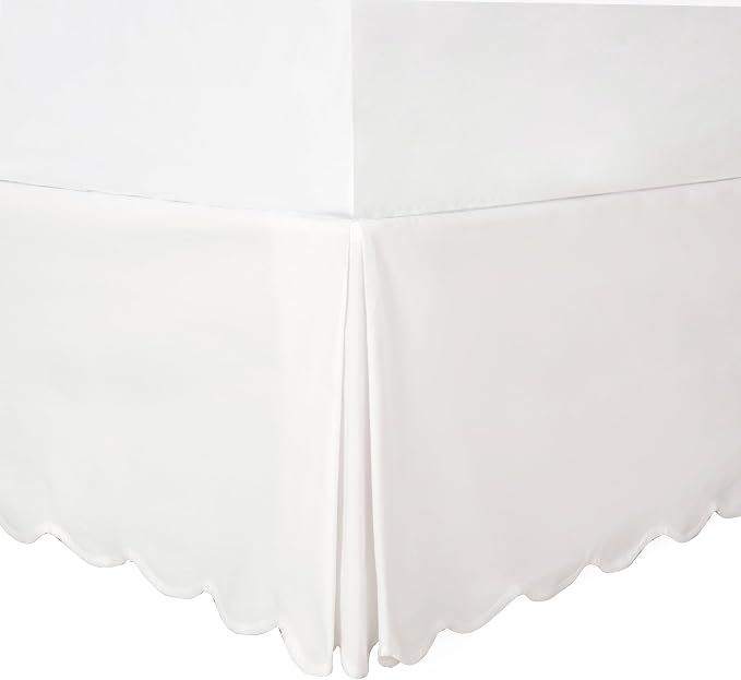 HIG Chic 14'' King BedSkirts Scallop Edge Pleated Dust Ruffle | Easy Fit, Anti-Slip, Thick Fabric for Enhanced Privacy, Pre-Washed for Long-Lasting Use, Off White