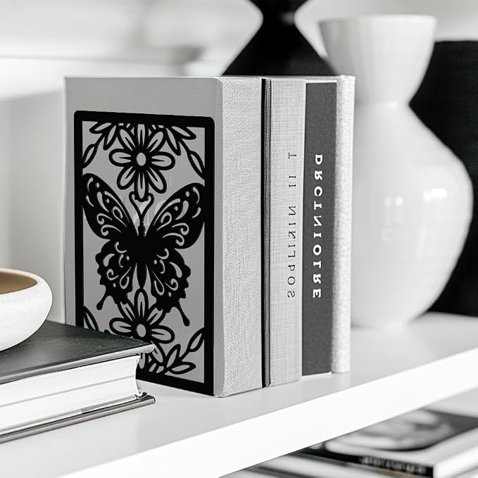 Peacoblue 5.3"x4.3"x7.9" Metal Bookends, Heavy Duty Book Ends for Shelves