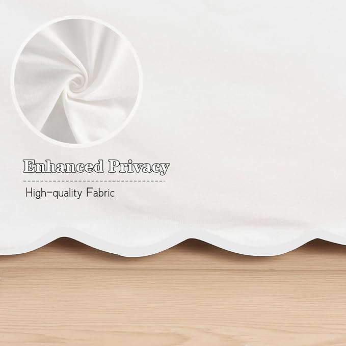HIG Chic 14'' King BedSkirts Scallop Edge Pleated Dust Ruffle | Easy Fit, Anti-Slip, Thick Fabric for Enhanced Privacy, Pre-Washed for Long-Lasting Use, Off White