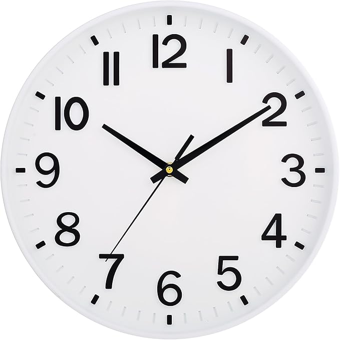 HZDHCLH 12 Inch Silent Wall Clock Battery Operated Non Ticking White | 12 inch Silent Non Ticking Modern Wall Clock for Living Room Bedroom Kitchen Office Decor