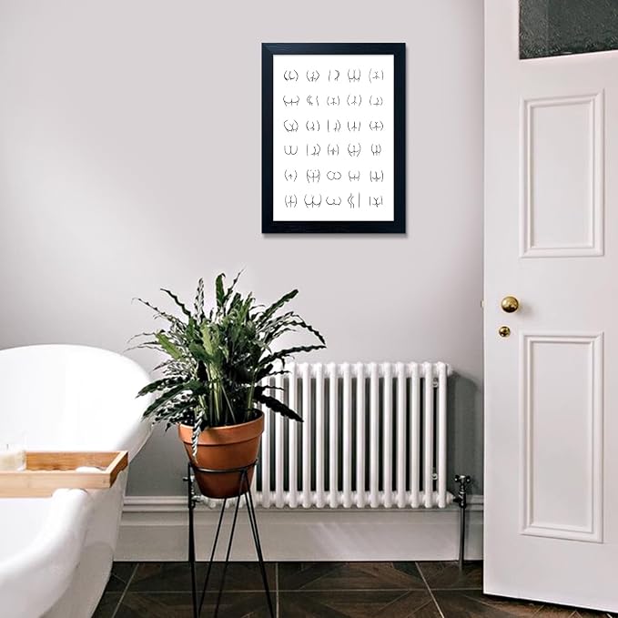 Black and White Bathroom Wall Art Framed Funny Wall Decor Canvas Print Bthroom Sign Picture Artwork