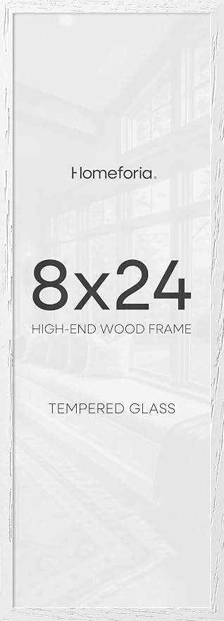 Homeforia 8x24 White Oak Panoramic Picture Frame, High-End Wood, Glass