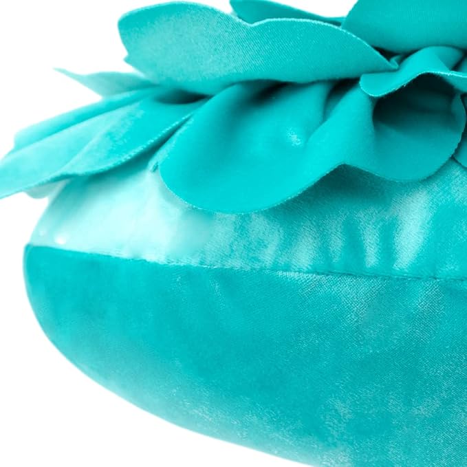 JWH Flower Throw Pillow Cover Decorative Round Pillow Case Floral Cushion for Bed Sofa Couch Car Decor 14 Inches Cyan Green Velvet
