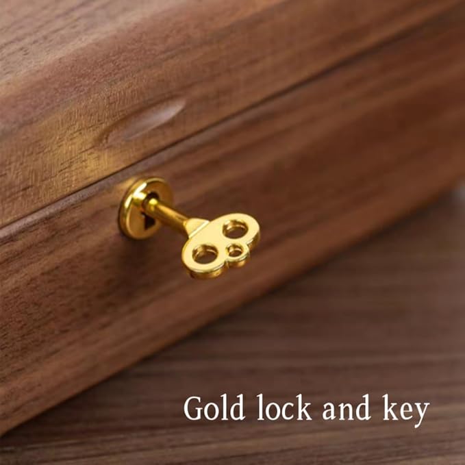 Bescott 2 Layer Solid Black Walnut Wooden Jewelry Box with Lock and Key for Women Wood Vintage Organizer for Men Earrings Rings Necklaces Bracelet Watch Storage