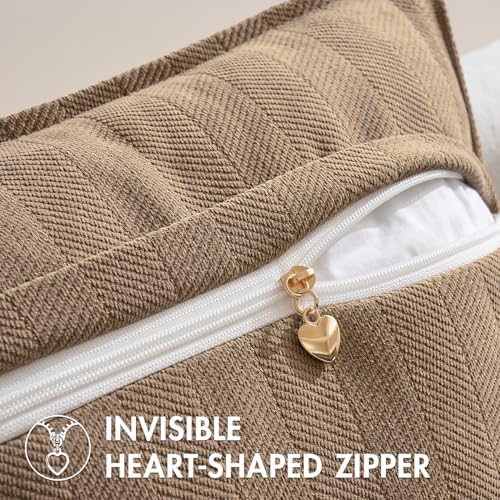MIULEE Pack of 2 Coco Brown Euro Shams Chenille Pillow Covers 24x24 Inch