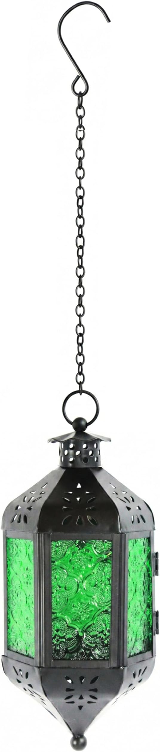 Vela Lanterns Decorative Outdoor Hanging Tea Light Candle Holder, Green, M