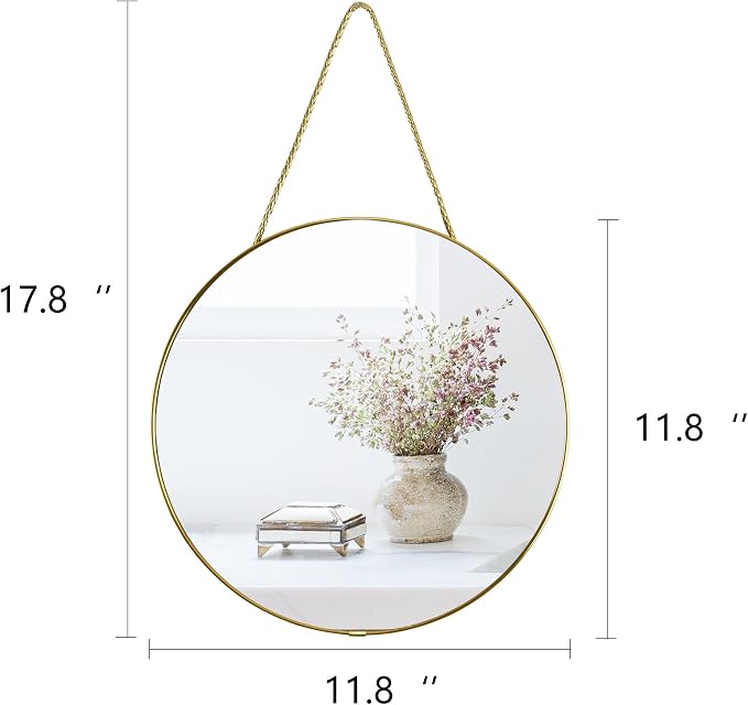YCHMIR 11.8-inch Small Round Wall Mirror, Gold Bathroom Mirror