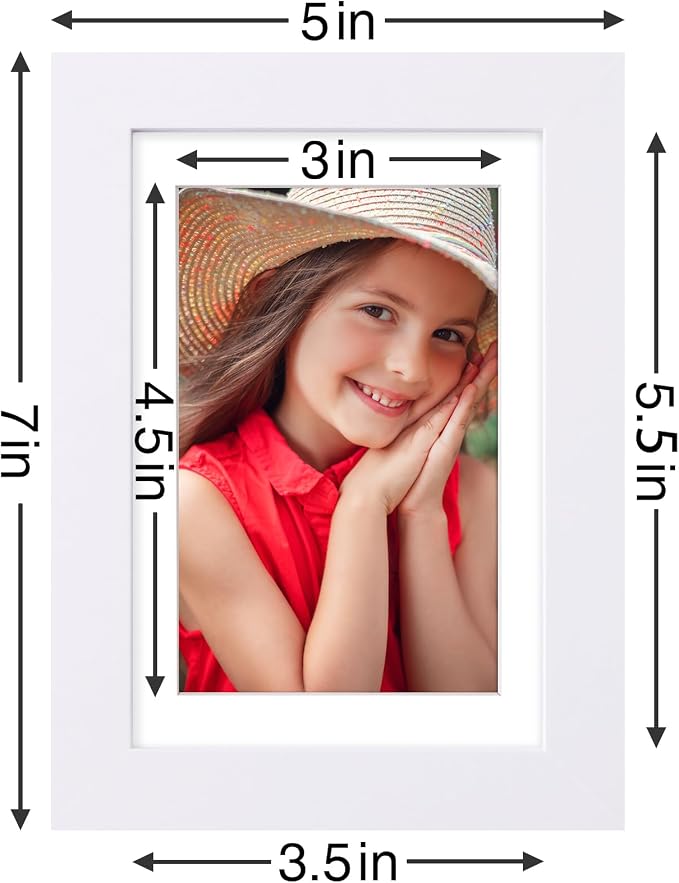 Vittanly 4x6 Picture Frames Set of 9 for Wall or Tabletop Display, White | Display Pictures 3.5x5 with Mat or 4x6 without Mat, Small Photo Frames, Engineered Wood with Shatter Resistant Plexiglass