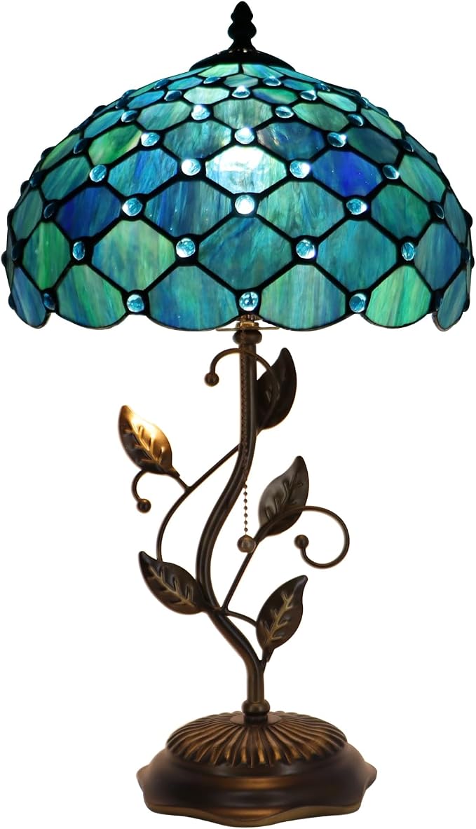 Tiffany Table Lamp Stained Glass Bedside Reading Light W12H19 inch