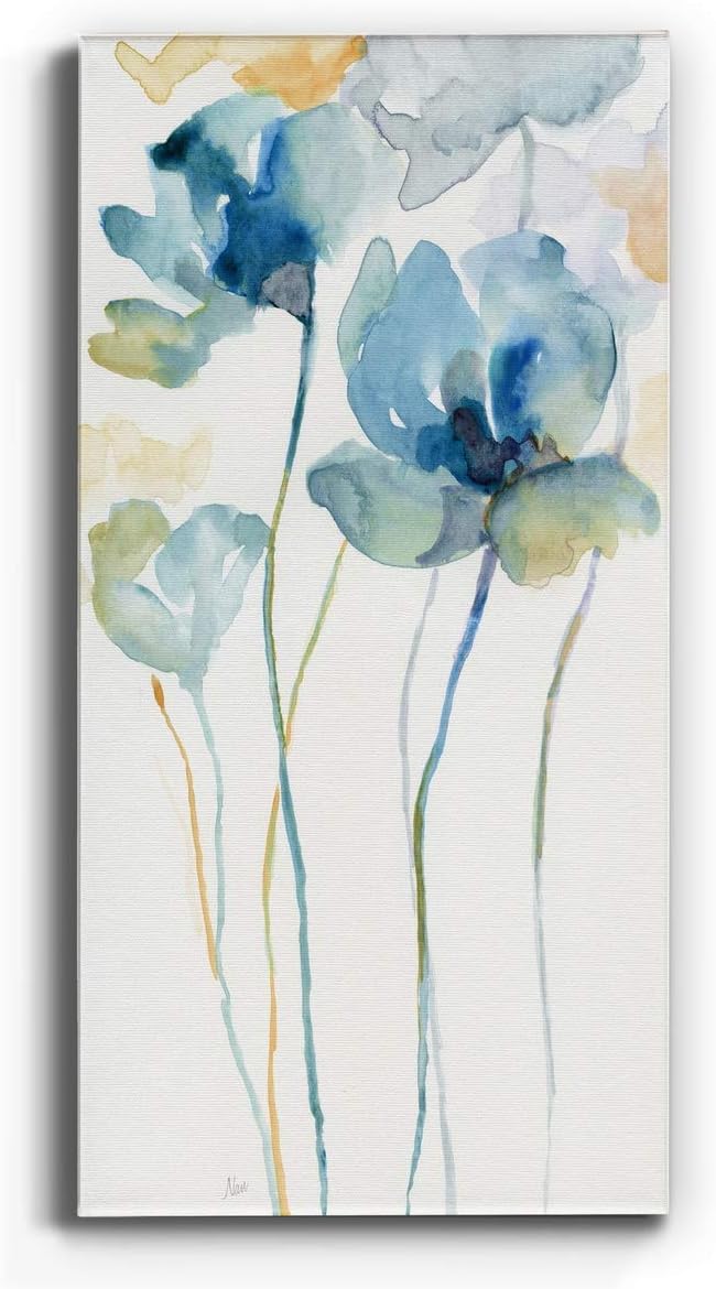 Renditions Gallery Canvas Floral Wall Art Modern Paintings Decorations Colorful Stem Wildflowers Botanical Romantic Wall Hanging Canvas Artwork for Bedroom Office Kitchen - 20"x40" LT43