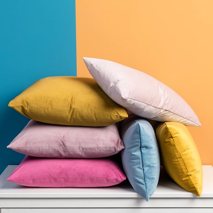 JUSPURBET 26x26 Euro Velvet Throw Pillow Covers Set of 2,Pink