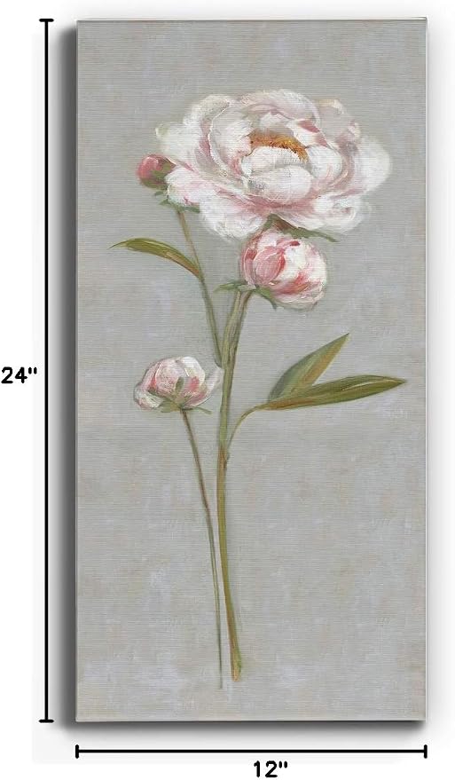 Renditions Gallery Canvas Nature Wall Art Modern Paintings Decorations Magical Pink Peony Romantic Canvas Artwork Wall Hanging Glam Prints for Bedroom Office Kitchen - 12"x24" LT43