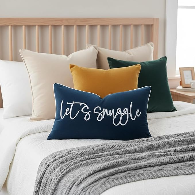 Sunkifover Let's Snuggle Decorative Lumbar Pillow Cover 12"x20"