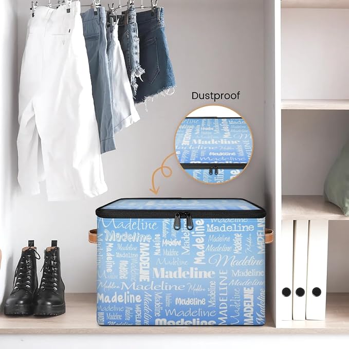 Custom Storage Basket with Name, Personalized Keepsake Box,Blue