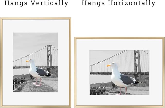 Frametory 16x20 Gold Aluminum Metal Picture Frame Mat for 11x14 Glass
