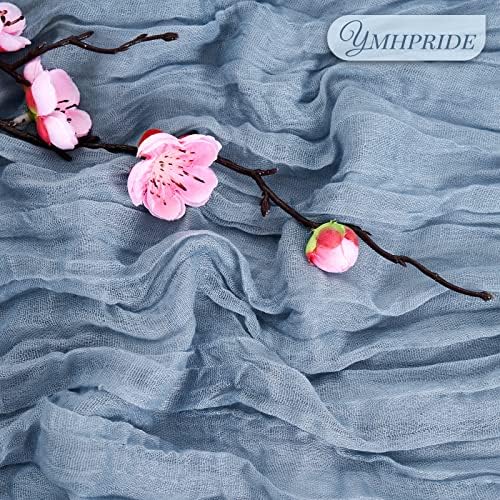 YMHPRIDE 12 Pack Cheesecloth Table Runner 35x120in Dusty Blue Table Runner