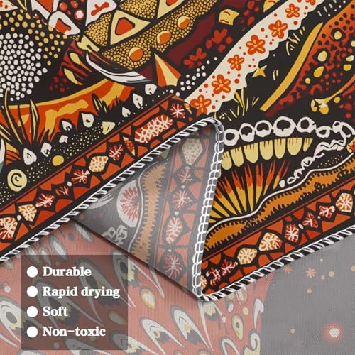 Neasow Hippie Mushroom Tapestry, Mystic Sun Moon Eye Wall Hanging, Aesthetic Boho Nature Orange Decor for Bedroom Dorm Living Room, 36x48 inches