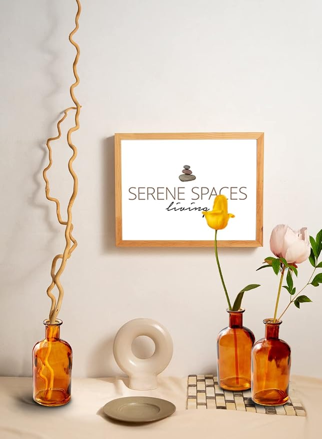 Serene Spaces Living Bud Vases, Apothecary Jars, Decorative Glass Bottles, Centerpiece for Wedding Reception, Mini Flower Vases, Small Medicine Bottles for Home Decor (Amber, Set of 48)