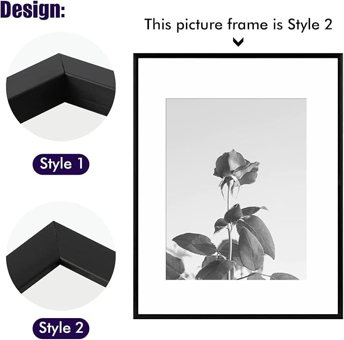 Golden State Art 7 Pack Black Aluminum Frame with White Mat, Real Glass | Includes One 11x14, Two 8x10, Four 5x7 Frames with Sawtooth Hangers for Wall Mounting. Great for gallery wall