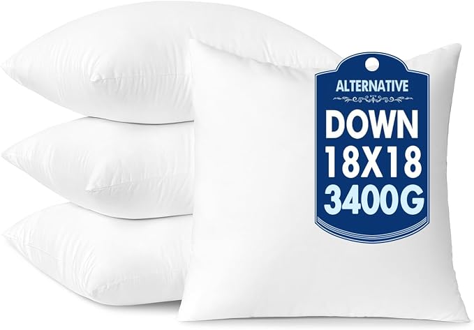 MIULEE 18x18 Pillow Inserts Pack of 4,Down Alternative Throw Pillows | Down Alternative Pillow Inserts, Body Bed Sleeping Ultra Soft Fluffy Form