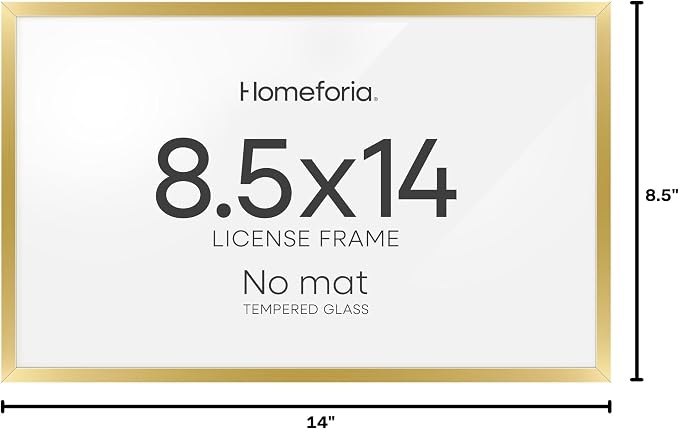 Homeforia 8.5x14 Gold Marriage License Frame, High-End Metal, Glass