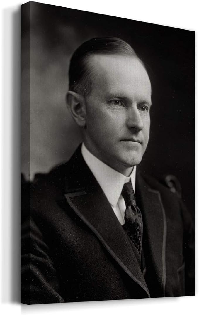 Renditions Gallery Calvin Coolidge Presidental Portrait Wall Art, Premium Gallery Wrapped Canvas Decor, Ready to Hang, 36 in H x 24 in W, Made in America Print