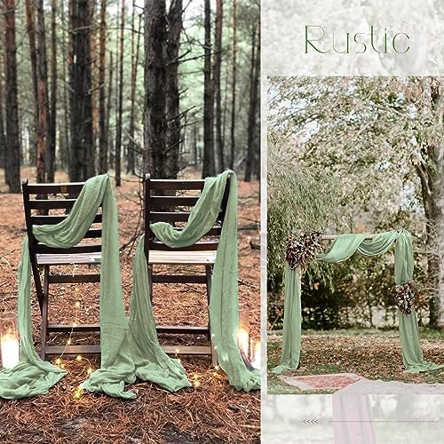 20 Pack Sage Green Table Runner 10Ft Cheesecloth Table Runner Boho Gauze Table Runner Long Cheese Cloth Table Runner Romantic Sheer Fabric Table Runners for Wedding Party Bridal Shower