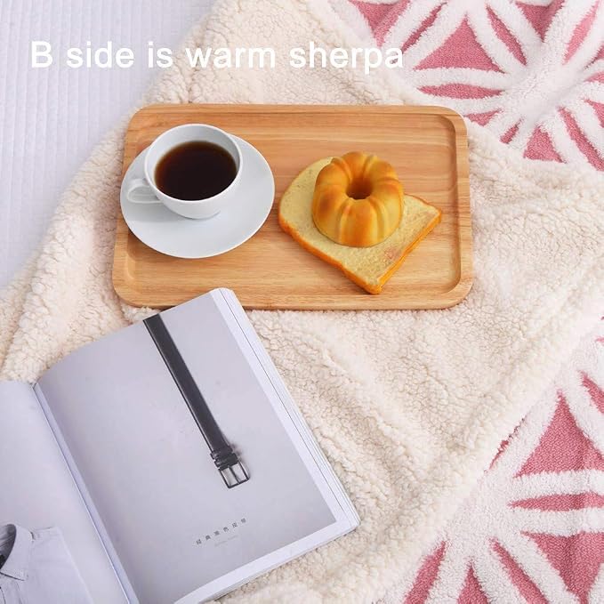 LOMAO Sherpa Fleece Blanket Gifts for Mom Dad Cozy Soft Throw Blanket for Women Men Birthday Gifts Dual Sided Couch Sofa Bed Blanket (Pink, 60''x 80'')