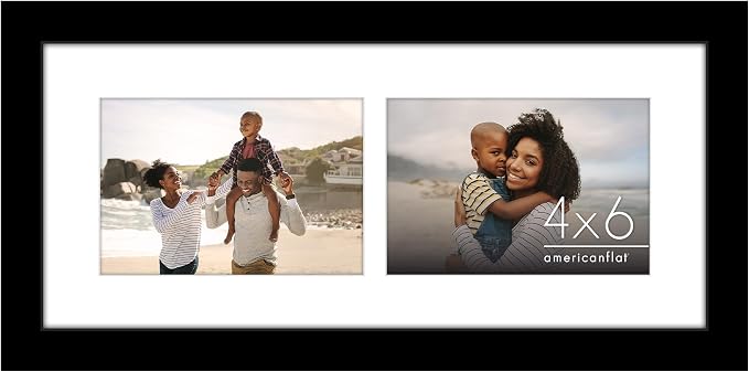 Americanflat 4x6 Double Picture Frame - Engineered Wood - Black