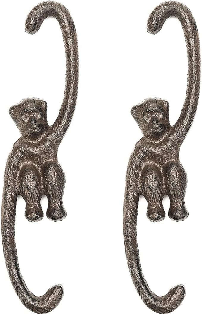 Sungmor Cast Iron Plant Hangers, 2PC 7.9 Inches Monkey Hooks