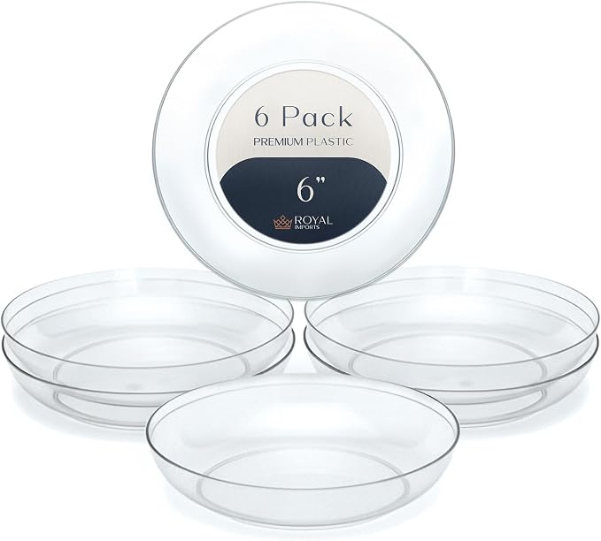 Royal Imports Clear Plant Saucer,Floral Plastic Plates Plant Tray 6" 6pk