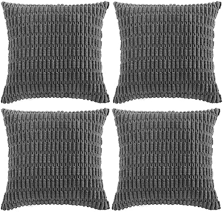 Fancy Homi 4 Packs Decorative Throw Pillow Covers for Living Room Couch Bed, Modern Farmhouse Boho Home Décor Accent Cushion Case, 26" x 26", Dark Gray