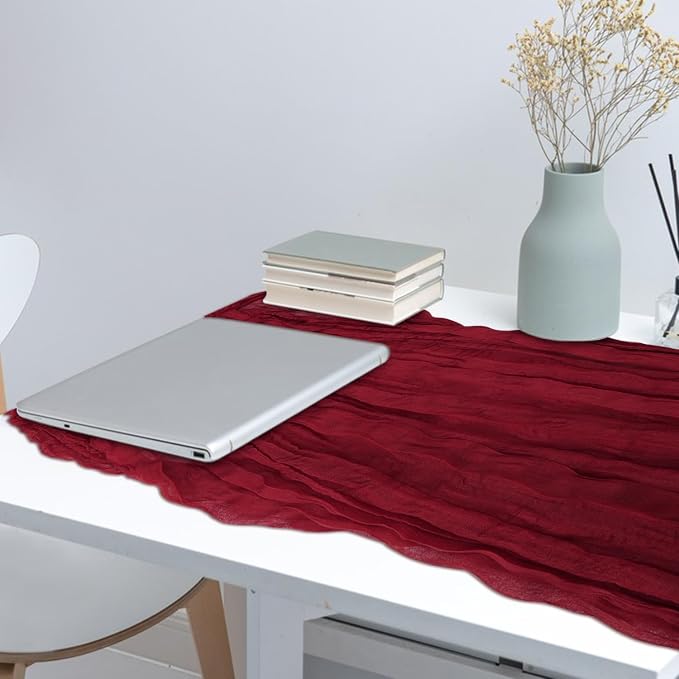 2 Pack Cheesecloth Table Runner 10Ft Christmas Gauze Boho Table Runners for Wedding Decor Bridal Shower Decorations Baby Shower Party(35" x 120")