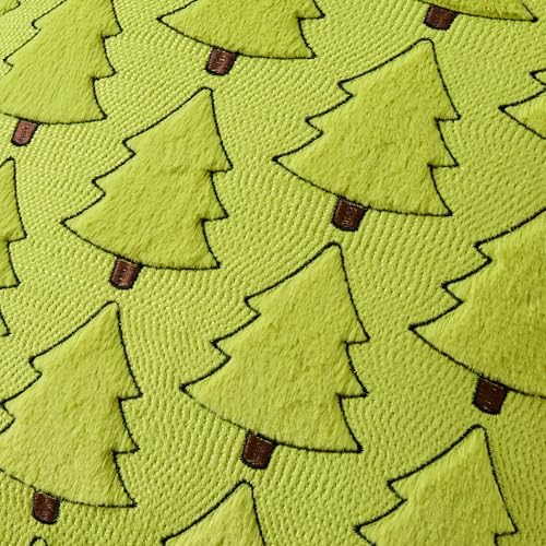 UGASA Christmas Tree Pillow Covers 16x16 Inch Set of 2 Soft Plush Faux Fur Luxury Embroidery Decoration Pillowcases for Couch Sofa Holiday Festivals Winter Xmas Gift, Green