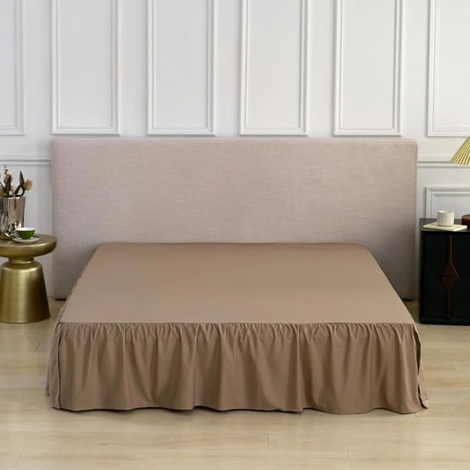 Bed Skirt Full Size Ruffled Bed Skirt, 18'' Full Dust Ruffle Bed Skirts | With Split Corners, Dust Ruffle with Platform, Microfiber, Breathable, Soft, Easy Fit, Mocha